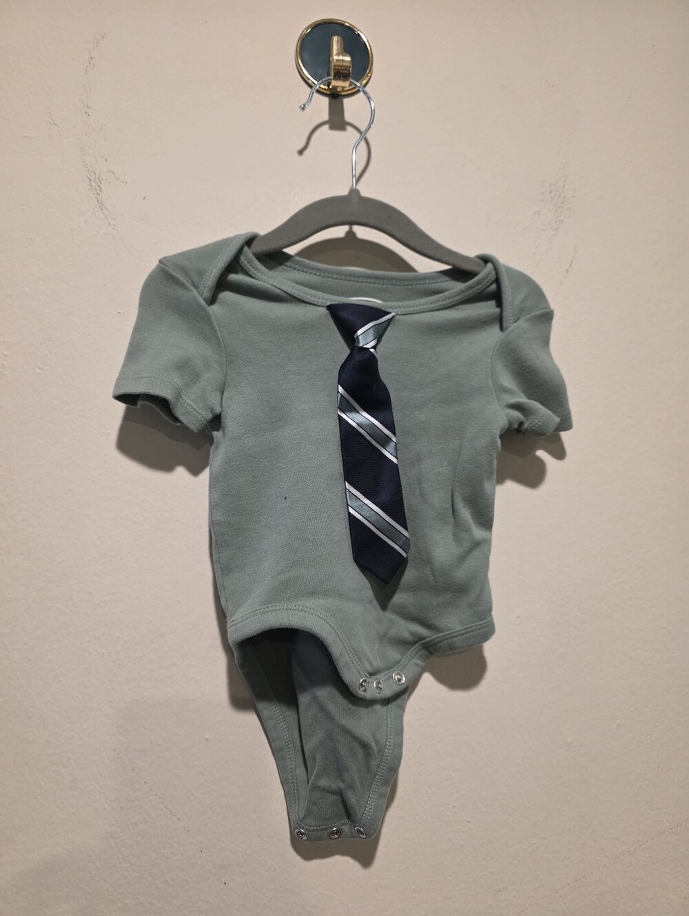 Baby Tie Bodysuit in Sage Green - Cute Dress-Up Onesie